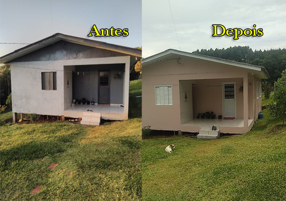 Pintura externa usando Suvinil!<br>
Material usado: Tinta Suvinil Cor & Proteção de 3,6l e 0,9l