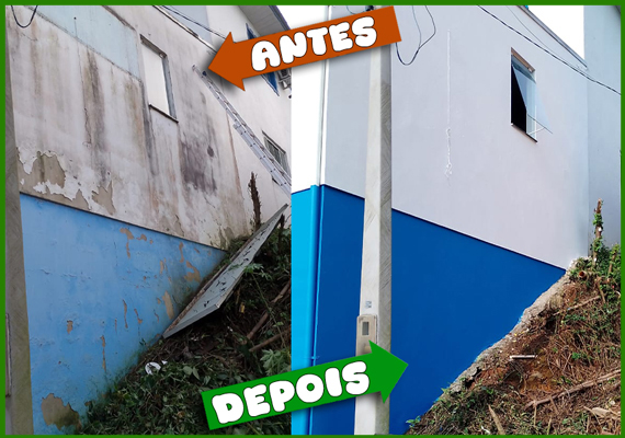 Pintura externa usando Suvinil!<br>
Material usado: Tinta Suvinil Fachada Protegida Emborrachada